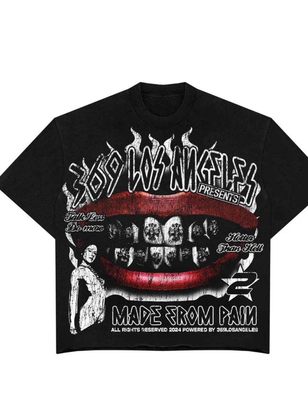 Made From Pain Graphic Tee with Red Lips